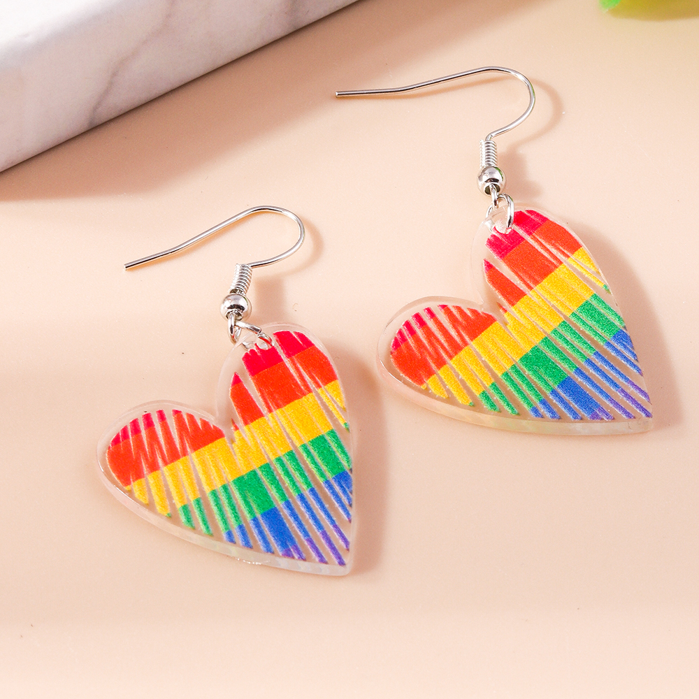 1 Pair Cute Rainbow Heart Shape Butterfly Plastic Zinc Alloy Drop Earrings display picture 6