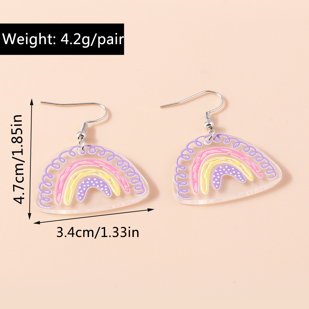 1 Pair Cute Rainbow Heart Shape Butterfly Plastic Zinc Alloy Drop Earrings display picture 1