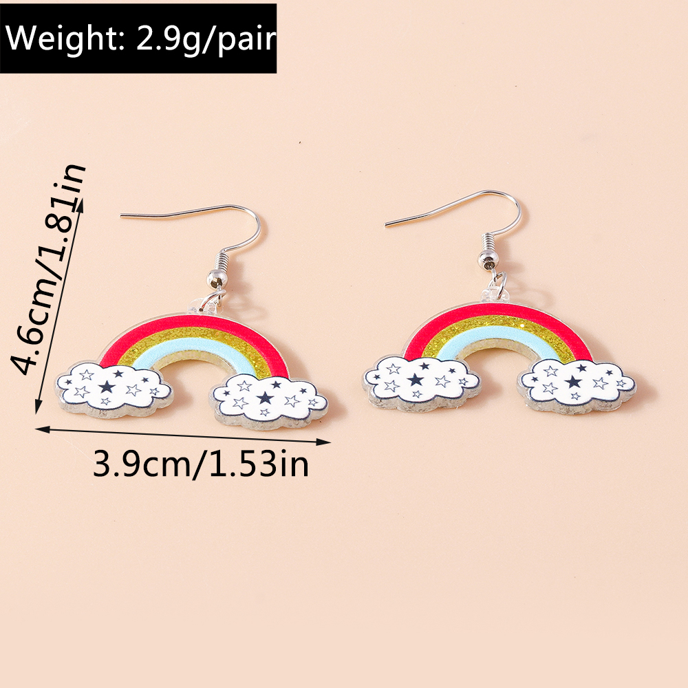 1 Pair Cute Rainbow Heart Shape Butterfly Plastic Zinc Alloy Drop Earrings display picture 2