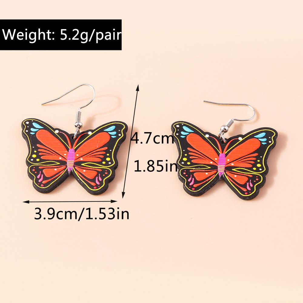 1 Paar Süß Regenbogen Herzform Schmetterling Kunststoff Zinklegierung Tropfenohrringe display picture 3