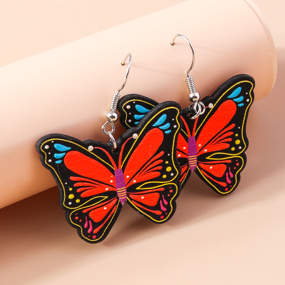 1 Pair Cute Rainbow Heart Shape Butterfly Plastic Zinc Alloy Drop Earrings display picture 9