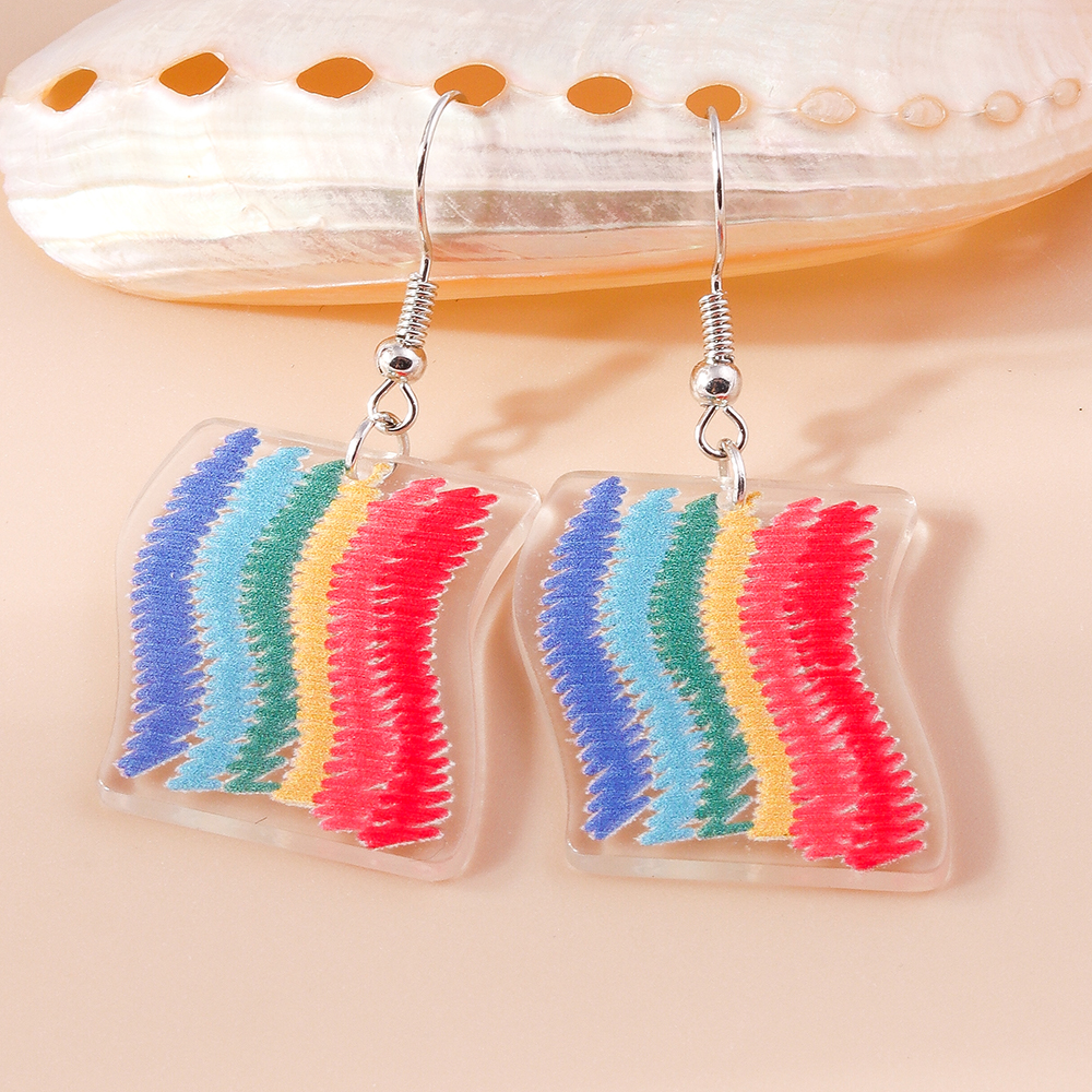 1 Pair Cute Rainbow Heart Shape Butterfly Plastic Zinc Alloy Drop Earrings display picture 12