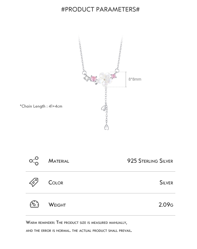 Elegant Simple Style Flower Sterling Silver Plating Three-dimensional Inlay Shell Zircon Rhodium Plated Pendant Necklace display picture 4