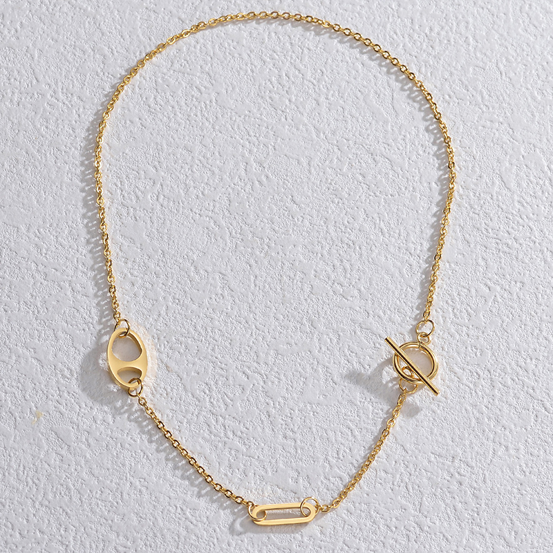 Acero Inoxidable 304 Chapados en oro de 18k Elegante Estilo Simple Palanca Enchapado Color Sólido Collar display picture 3