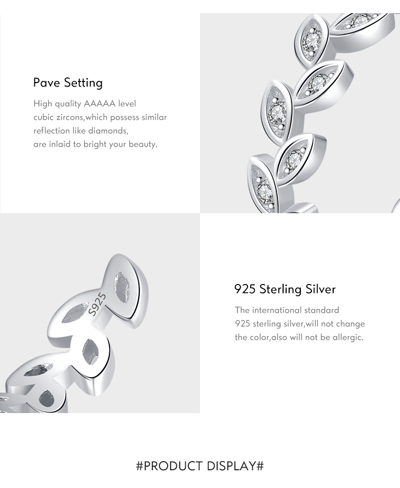 Einfacher Stil Blätter Sterling Silber Überzug Inlay Zirkon Überzogen Mit Rhodium Ringe display picture 3