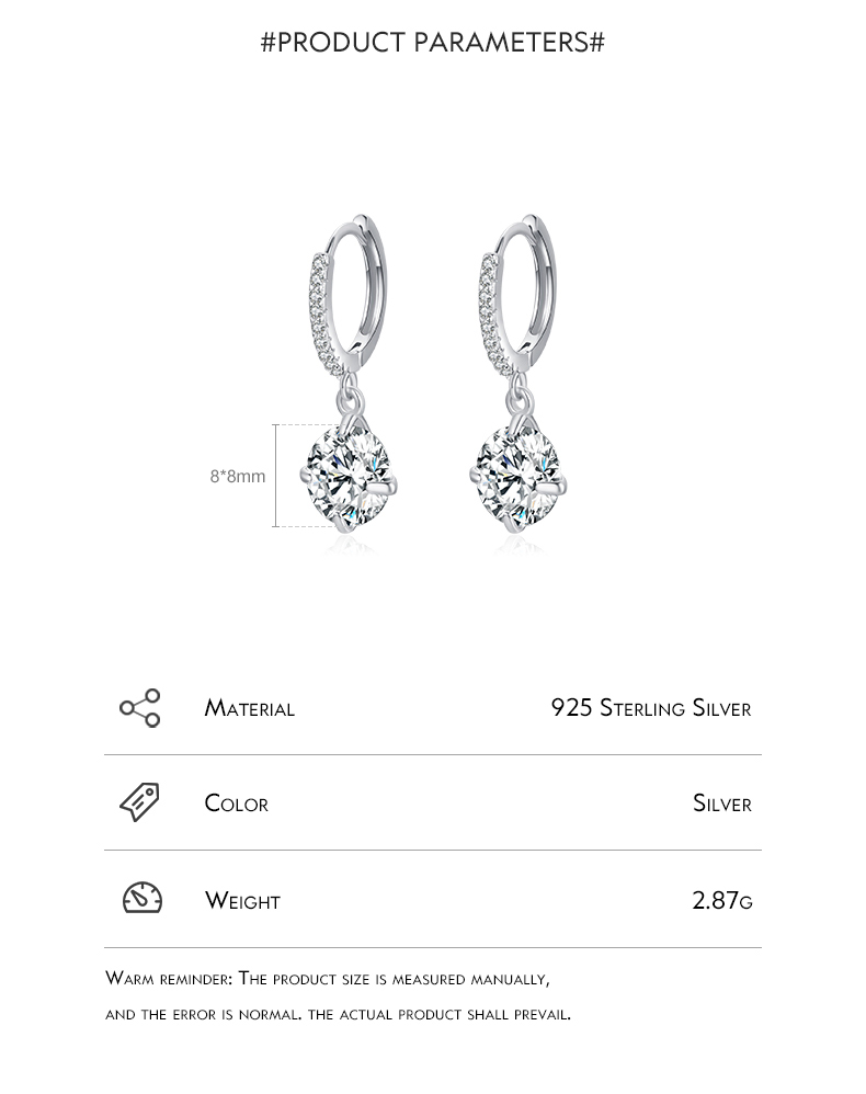 1 Pair Elegant Luxurious Round Plating Inlay Sterling Silver Zircon Rhodium Plated Drop Earrings display picture 2