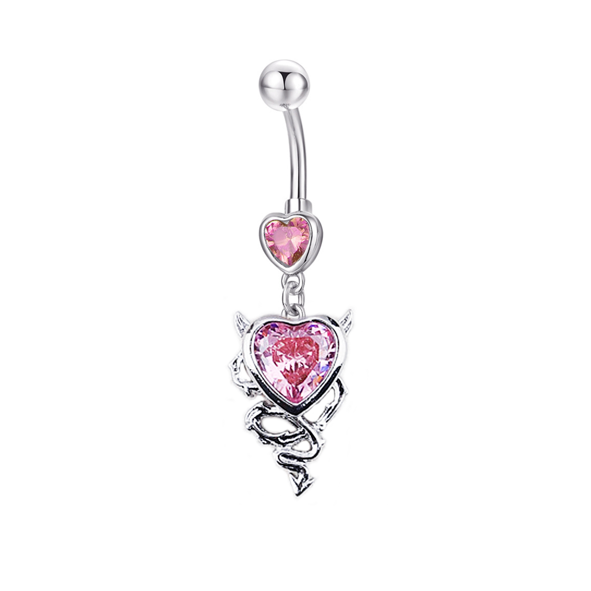 Cute Novelty Heart Shape Stainless Steel Alloy Copper Plating Inlay Zircon White Gold Plated Lip Stud Ear Studs Belly Ring display picture 4