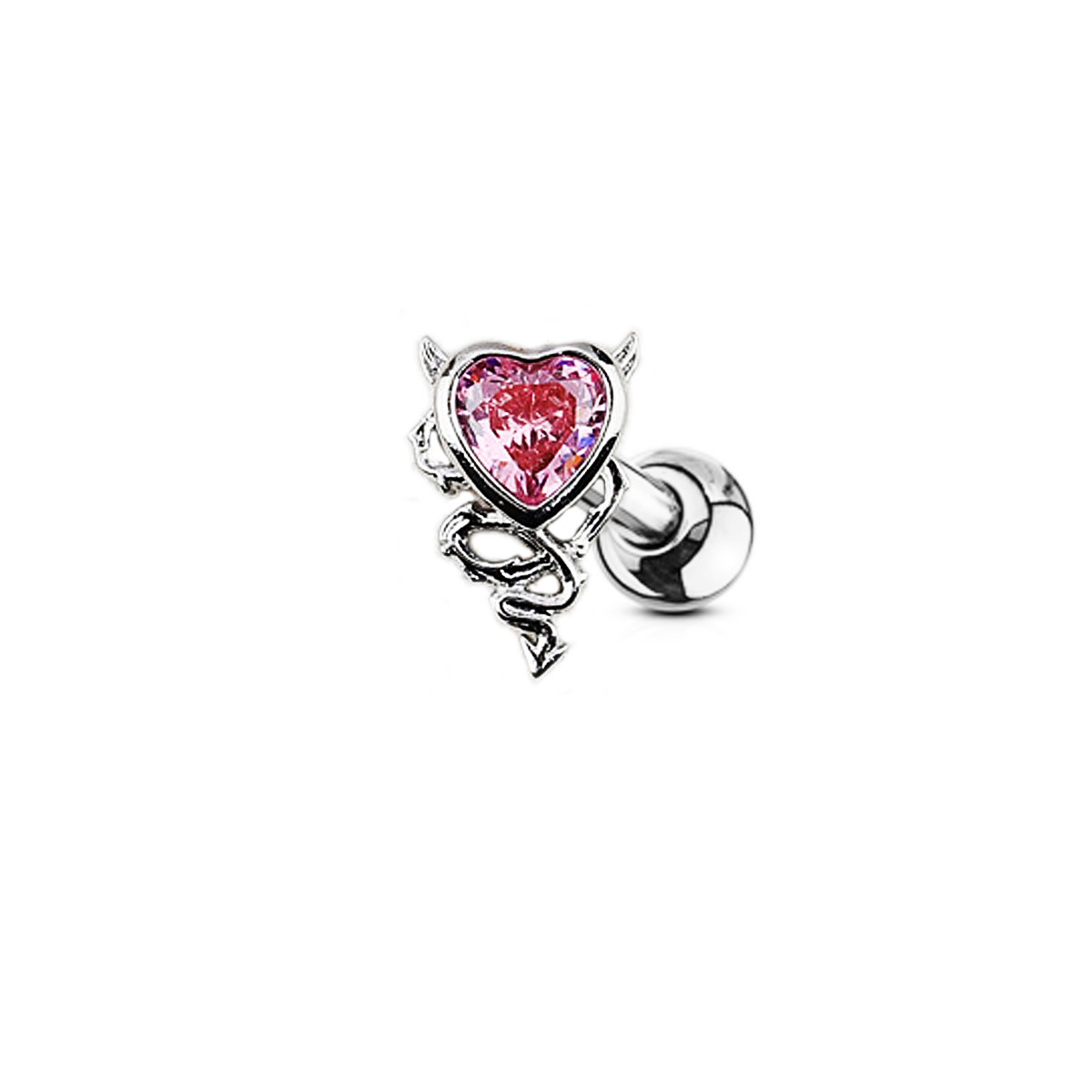 Cute Novelty Heart Shape Stainless Steel Alloy Copper Plating Inlay Zircon White Gold Plated Lip Stud Ear Studs Belly Ring display picture 3