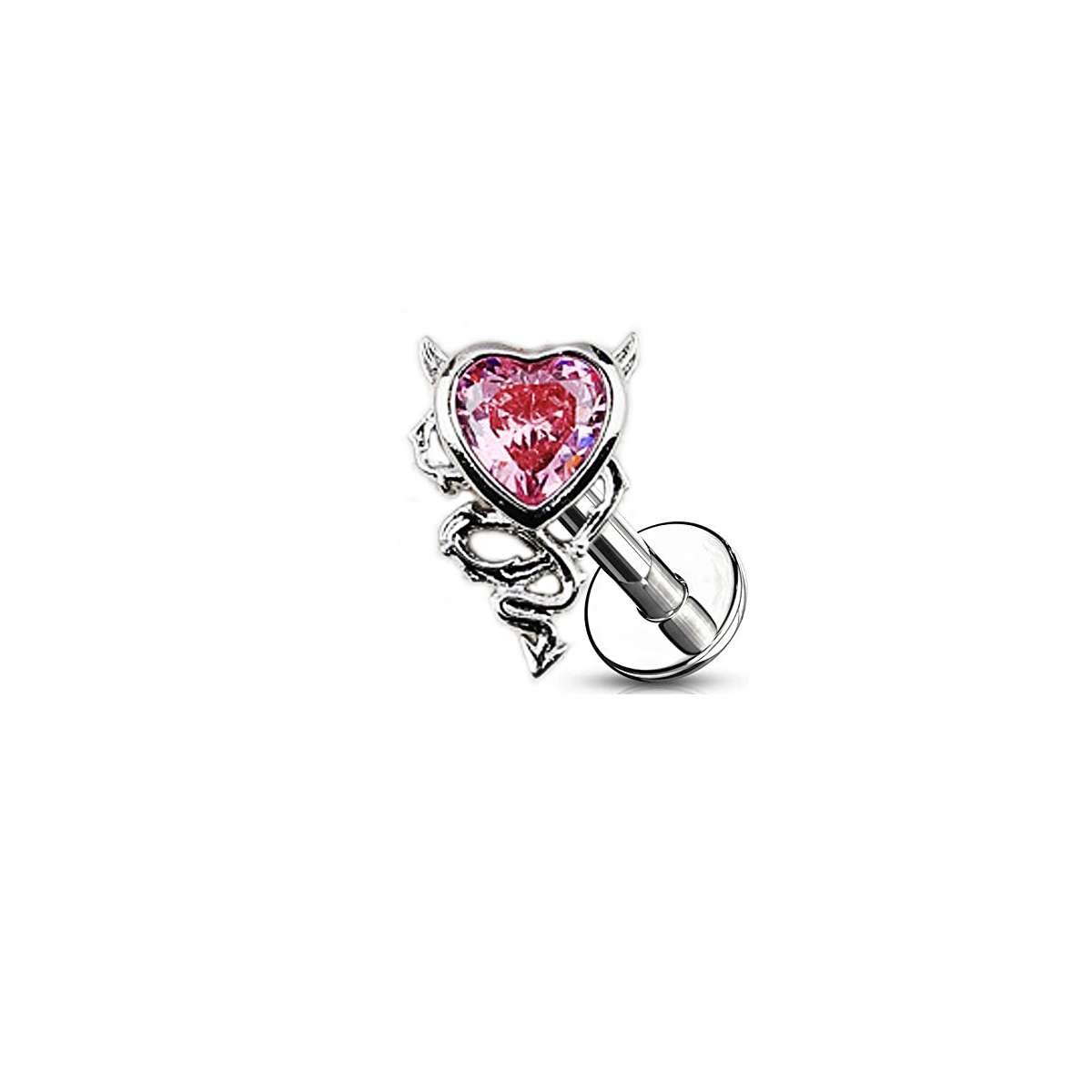 Cute Novelty Heart Shape Stainless Steel Alloy Copper Plating Inlay Zircon White Gold Plated Lip Stud Ear Studs Belly Ring display picture 2