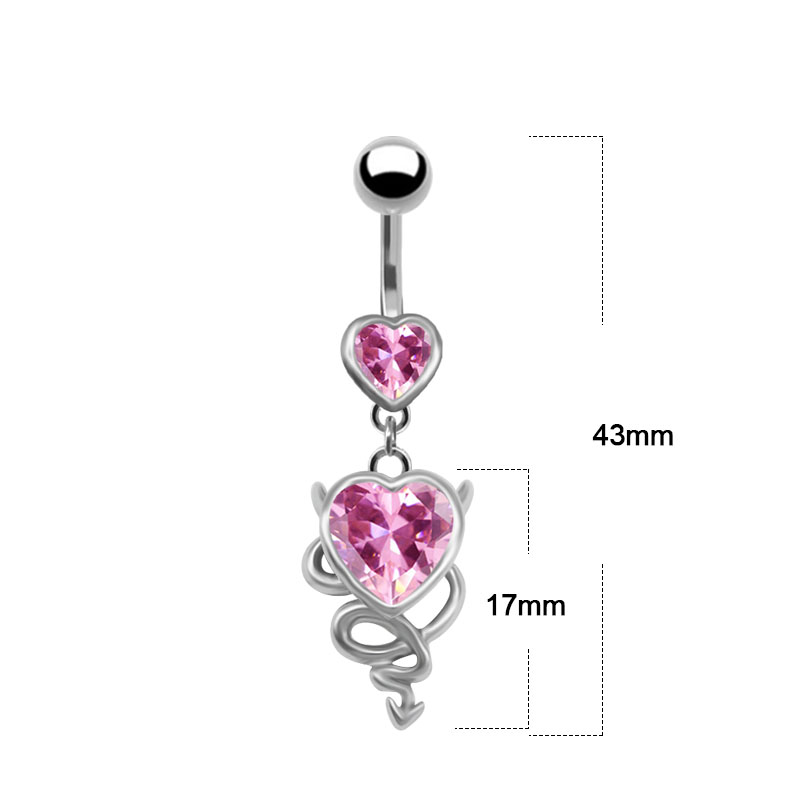 Cute Novelty Heart Shape Stainless Steel Alloy Copper Plating Inlay Zircon White Gold Plated Lip Stud Ear Studs Belly Ring display picture 5
