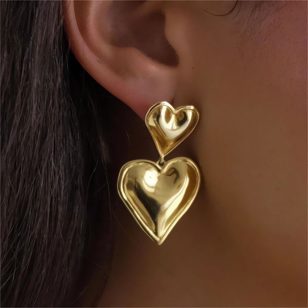 1 Pair Classic Style Heart Shape Polishing Plating 304 Stainless Steel Drop Earrings Ear Studs display picture 1