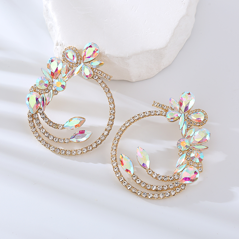 1 Pair Luxurious Lady Geometric Inlay Alloy Rhinestones Earrings display picture 5