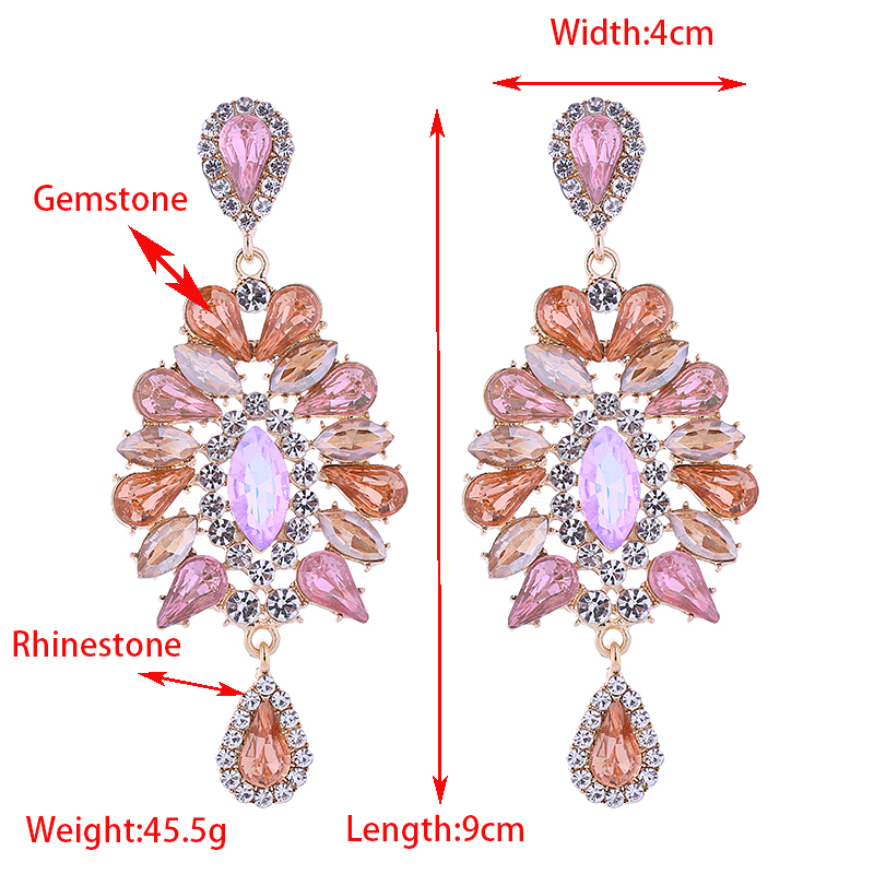 1 Par Elegante Geométrico Embutido Diamante De Imitación Diamantes De Imitación Pendientes De Gota display picture 1