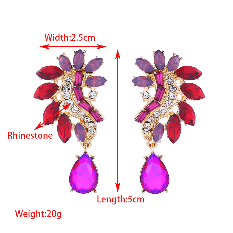 1 Pair Elegant Flower Inlay Alloy Rhinestones Drop Earrings display picture 1