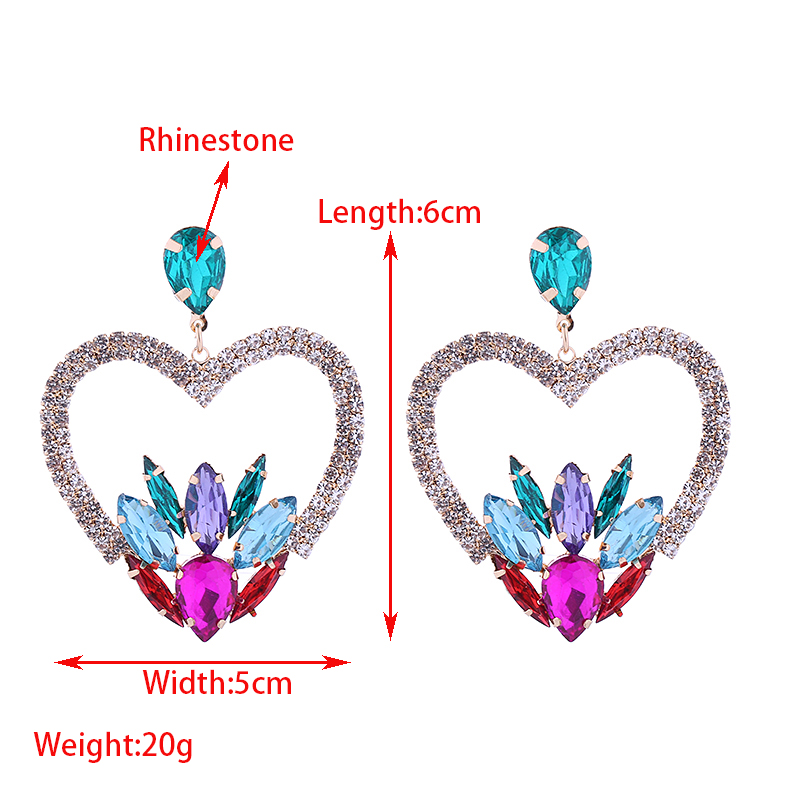 1 Pair Lady Classic Style Heart Shape Inlay Alloy Rhinestones Drop Earrings display picture 1