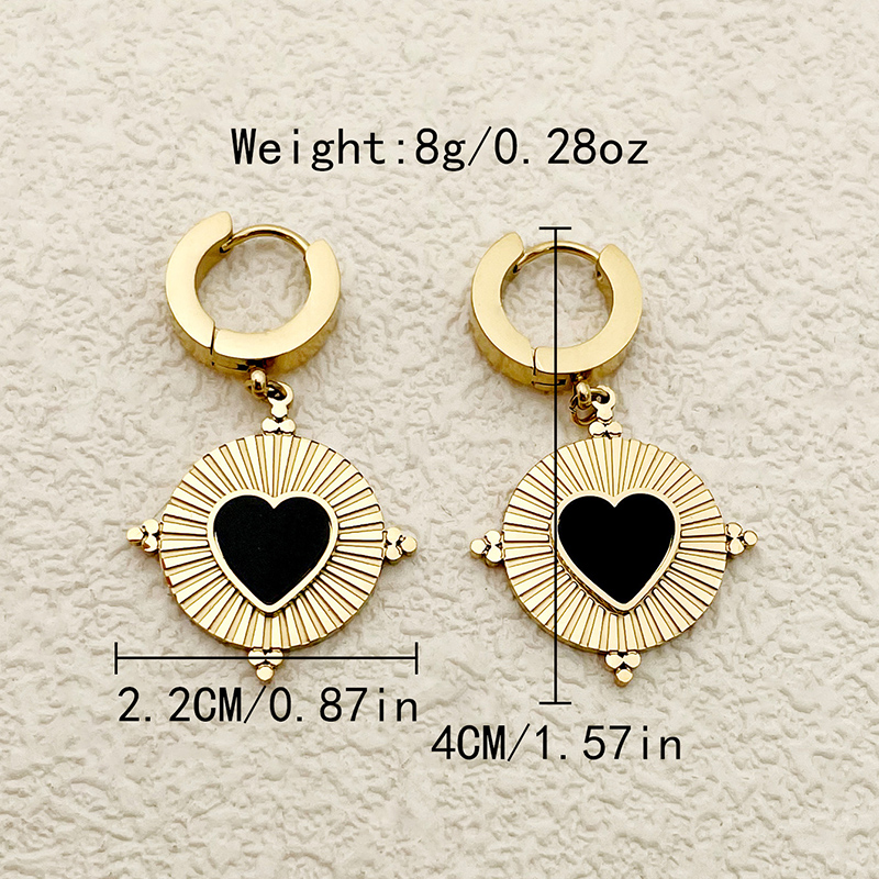 1 Pair Vintage Style Sweet Heart Shape Polishing Enamel Plating 304 Stainless Steel 14K Gold Plated Drop Earrings display picture 3
