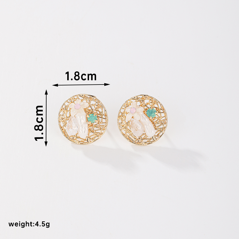 1 Pair Basic Flower Plating Inlay Copper Crystal Zircon 18k Gold Plated Ear Studs display picture 2