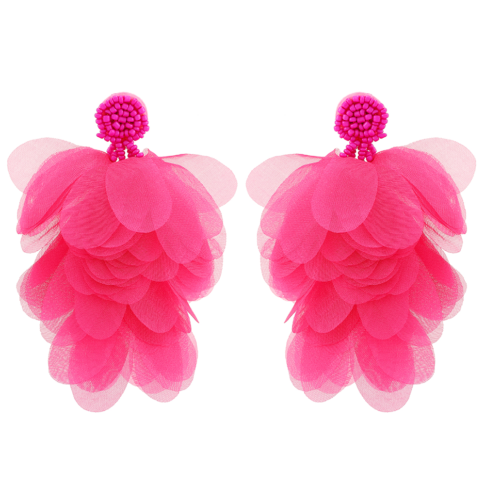 1 Pair Elegant Bohemian Petal Yarn Silk Zinc Alloy Dangling Earrings display picture 2