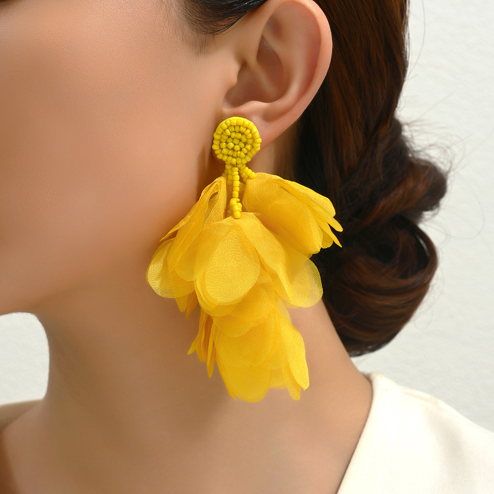 1 Paar Elegant Bohemien Blütenblatt Juansha Zinklegierung Hängende Ohrringe display picture 9