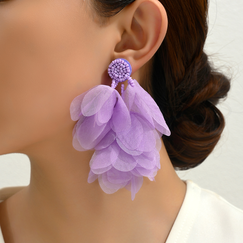 1 Paar Elegant Bohemien Blütenblatt Juansha Zinklegierung Hängende Ohrringe display picture 7