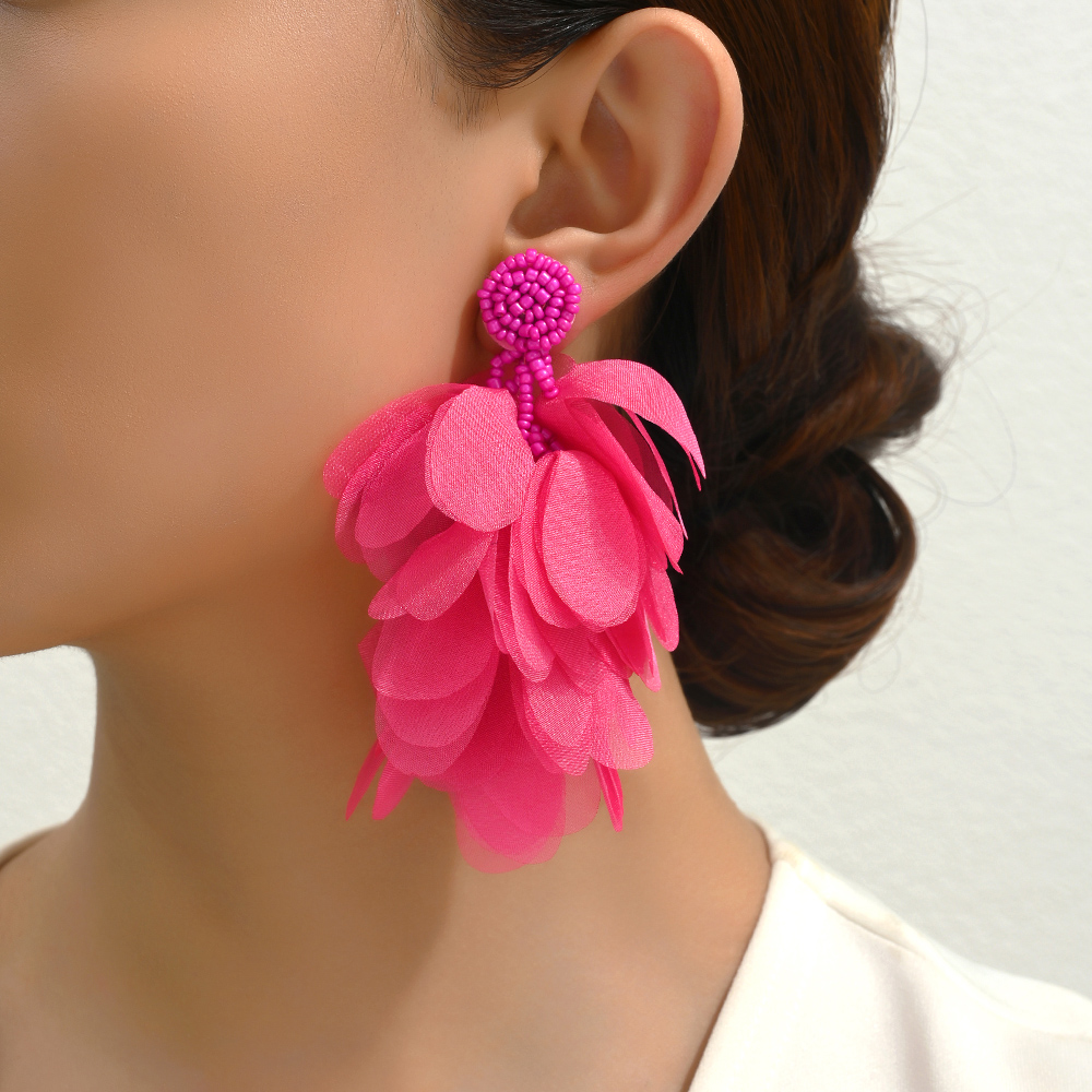 1 Paar Elegant Bohemien Blütenblatt Juansha Zinklegierung Hängende Ohrringe display picture 5