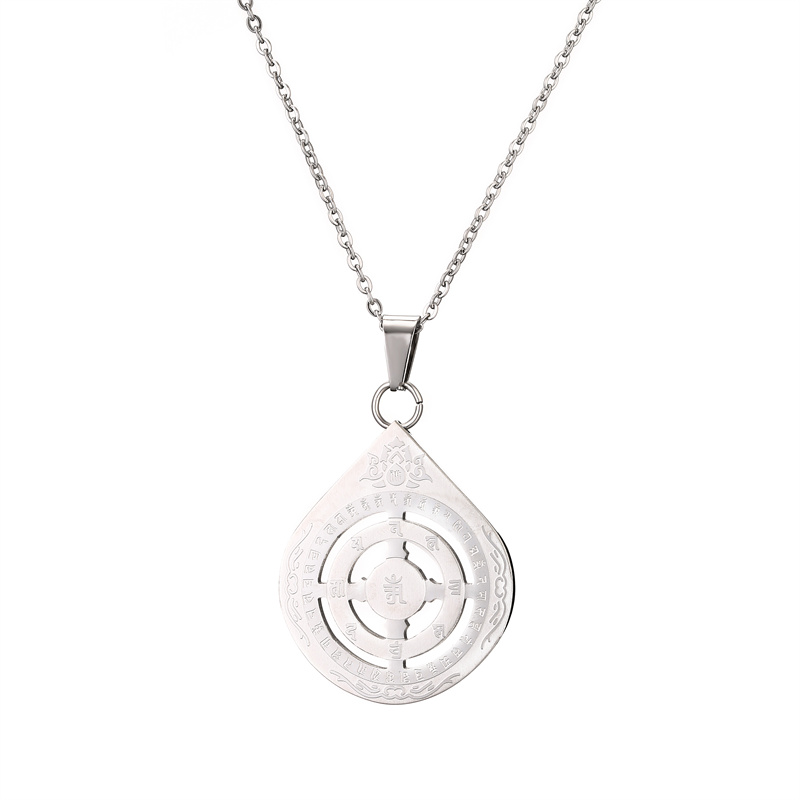 Casual Hip-hop Buddha Lotus Stainless Steel Hollow Out Inlay Glass Stone Pendant Necklace display picture 6