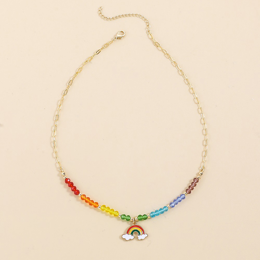 Cute Cool Style Rainbow Arylic Alloy Beaded Women's Necklace display picture 1