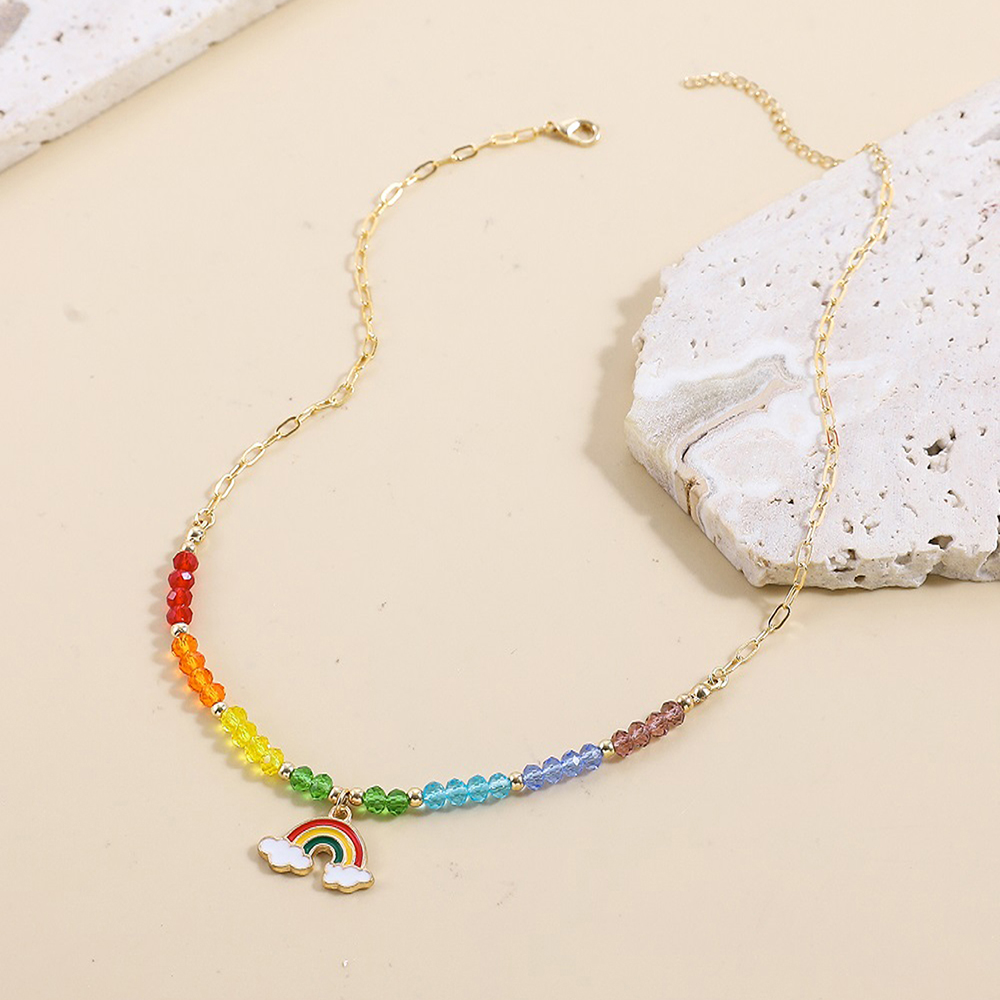 Cute Cool Style Rainbow Arylic Alloy Beaded Women's Necklace display picture 2
