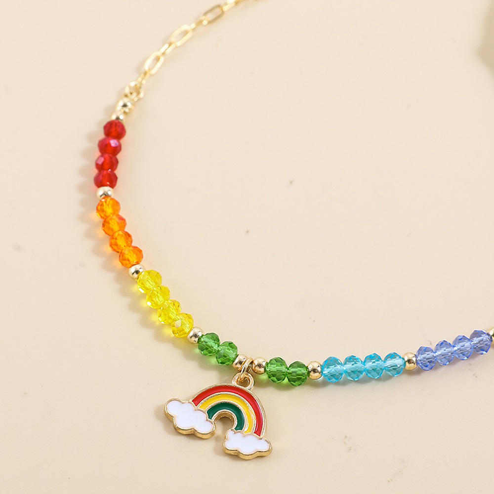 Cute Cool Style Rainbow Arylic Alloy Beaded Women's Necklace display picture 4