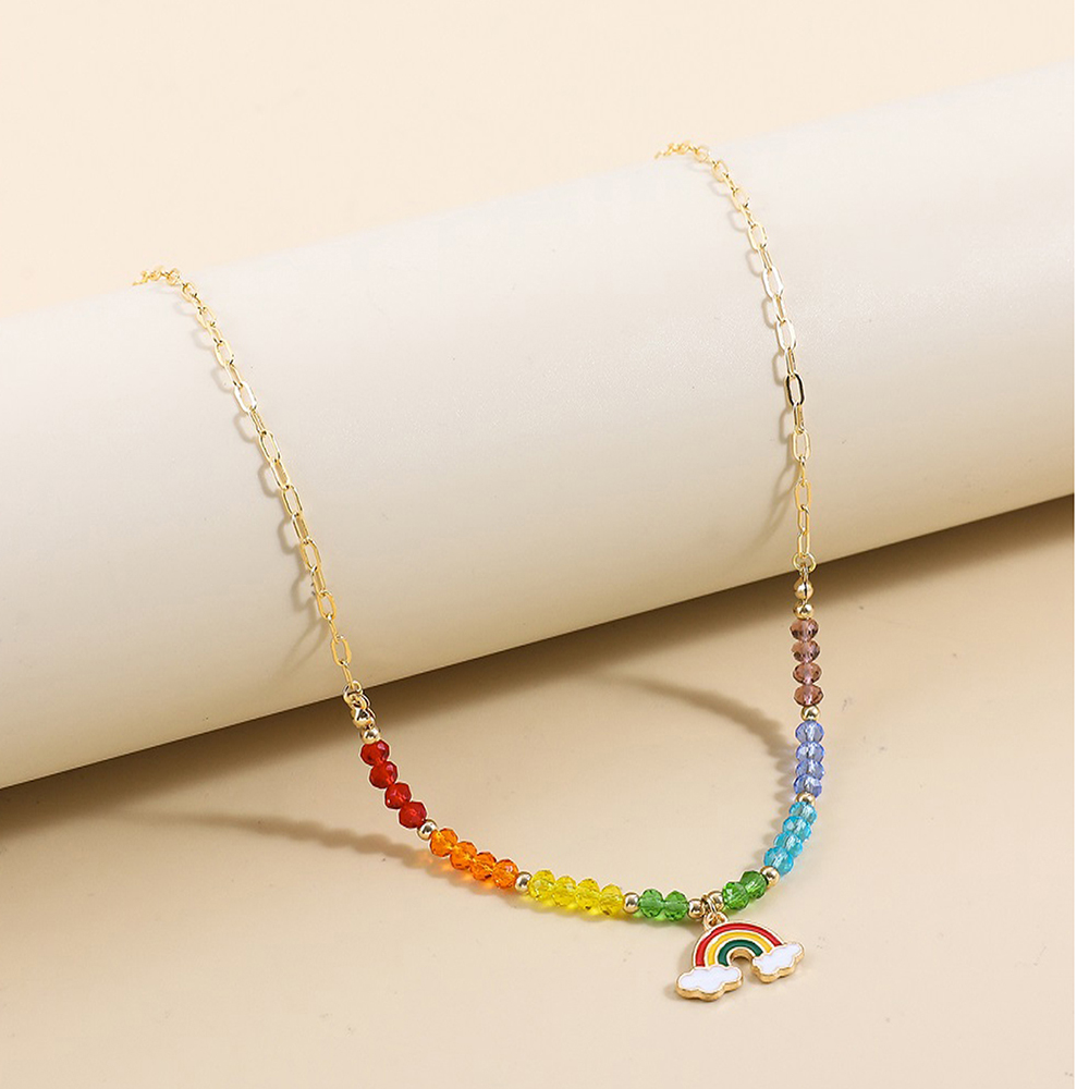 Cute Cool Style Rainbow Arylic Alloy Beaded Women's Necklace display picture 5
