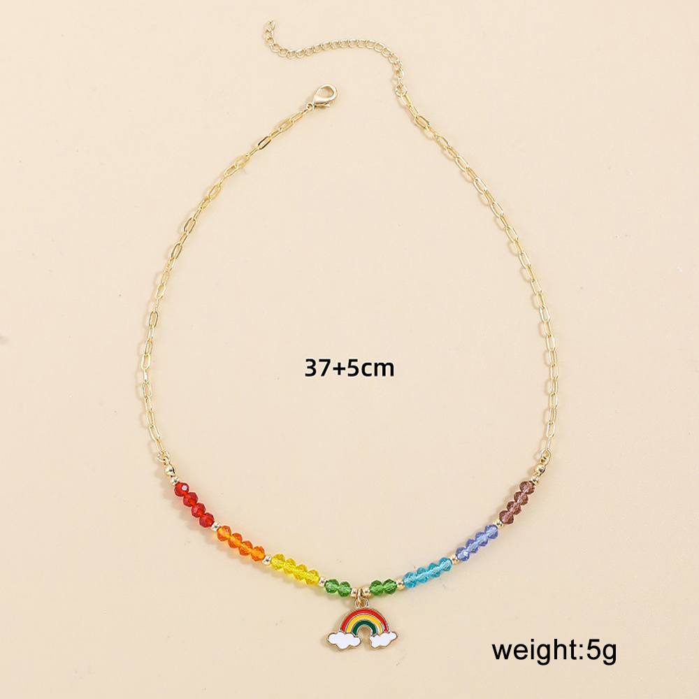 Cute Cool Style Rainbow Arylic Alloy Beaded Women's Necklace display picture 3