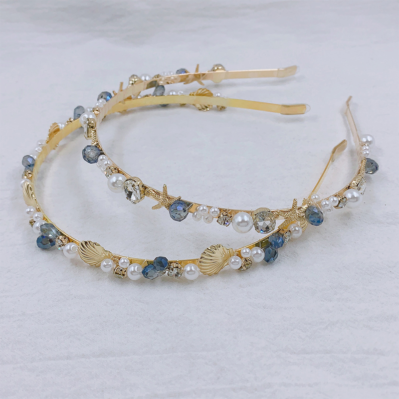 Sweet Simple Style Shell Imitation Pearl Alloy Inlay Artificial Crystal Hair Band display picture 4