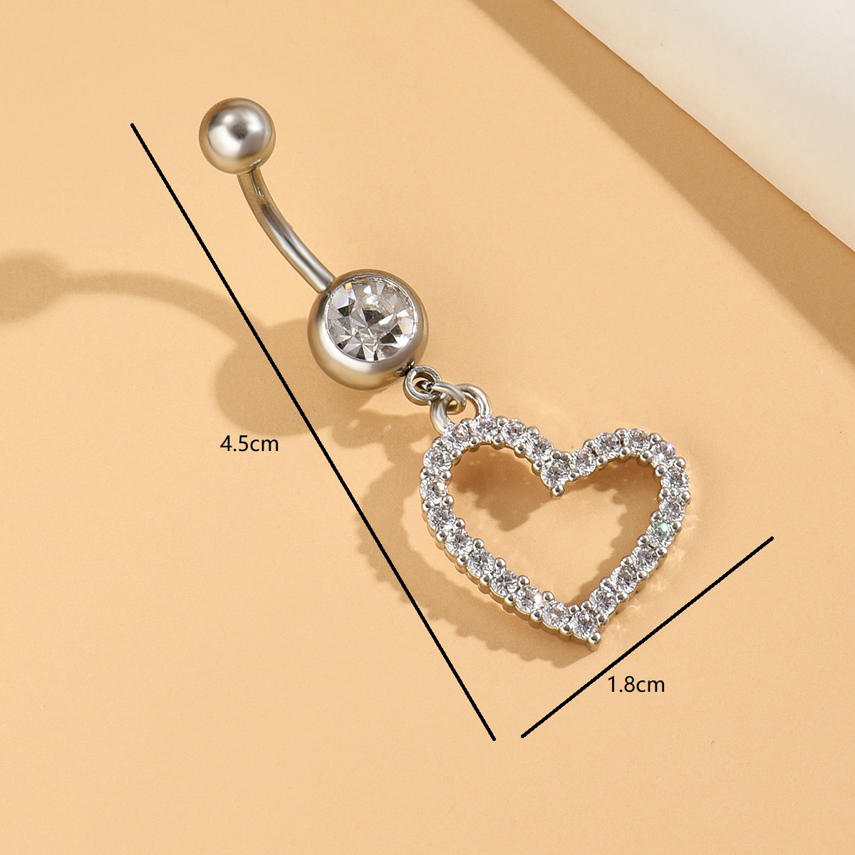 Ig Style Commute Heart Shape Copper Hollow Out Inlay Zircon Belly Ring display picture 1
