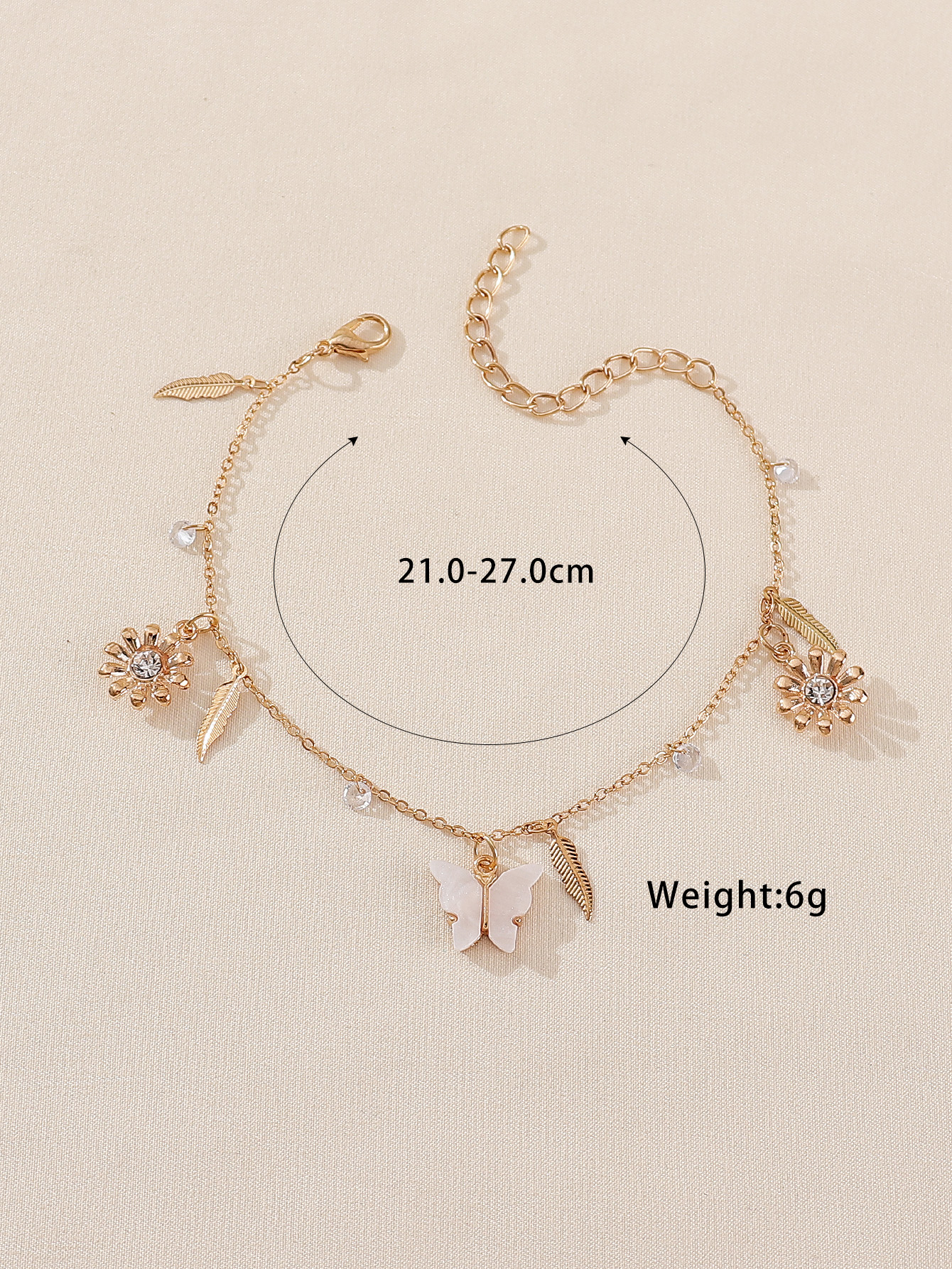 Elegant Beach Modern Style Chrysanthemum Butterfly Alloy Inlay Artificial Rhinestones Women's Anklet display picture 6