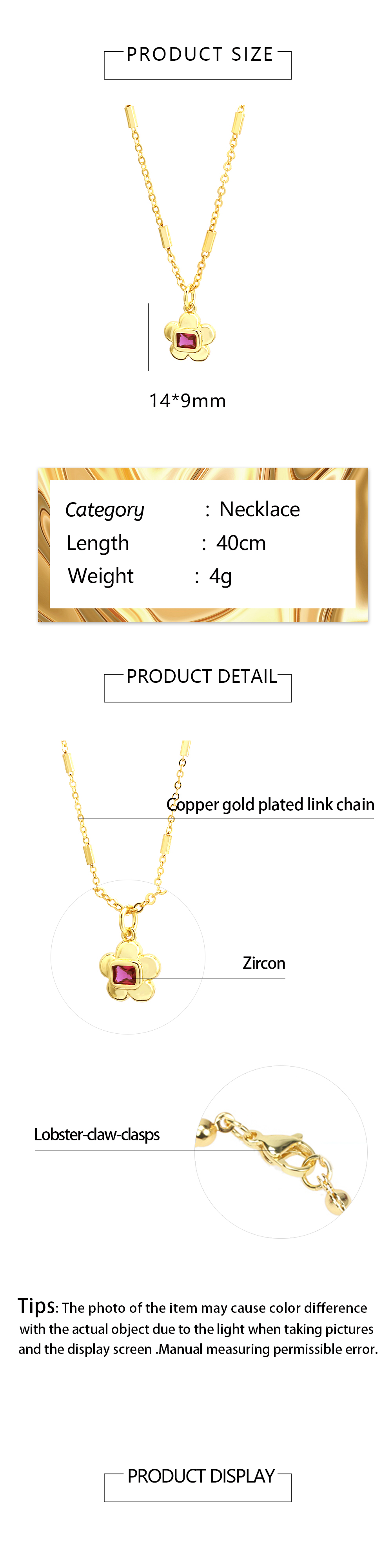Simple Style Commute Flower Copper 18k Gold Plated Zircon Pendant Necklace In Bulk display picture 1