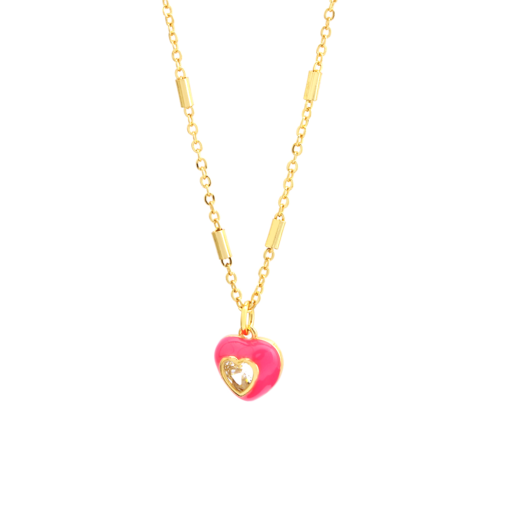 Sweet Simple Style Heart Shape Copper 18k Gold Plated Zircon Pendant Necklace In Bulk display picture 11