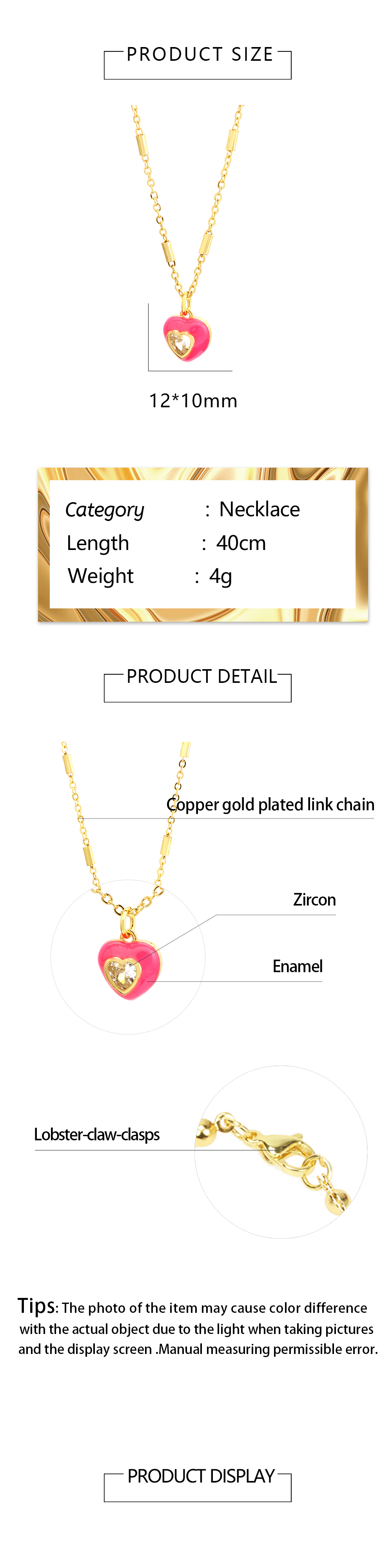 Sweet Simple Style Heart Shape Copper 18k Gold Plated Zircon Pendant Necklace In Bulk display picture 1
