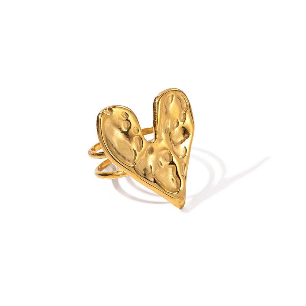 Ig Style Heart Shape Stainless Steel Plating 18k Gold Plated Open Rings display picture 1