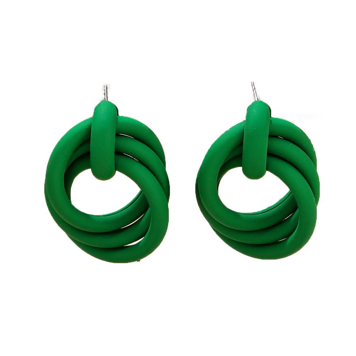 1 Pair Vacation Round Spray Paint Rubber Drop Earrings display picture 1