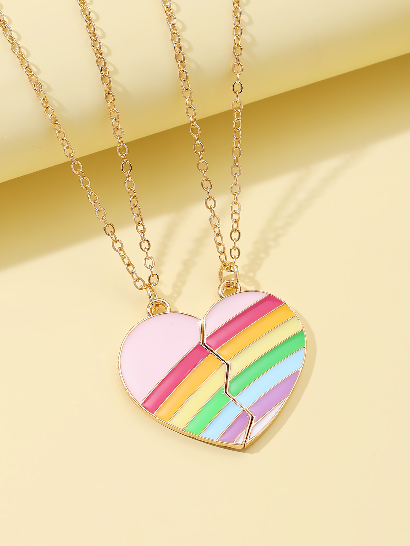 Sweet Heart Shape Alloy Enamel Couple Pendant Necklace display picture 6