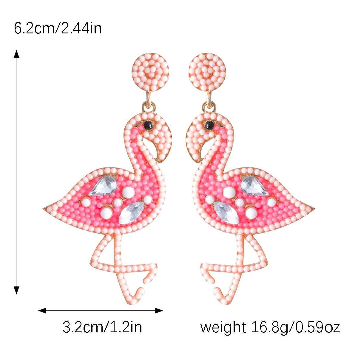 1 Pair Casual Vacation Flamingo Inlay Alloy Resin Drop Earrings display picture 6