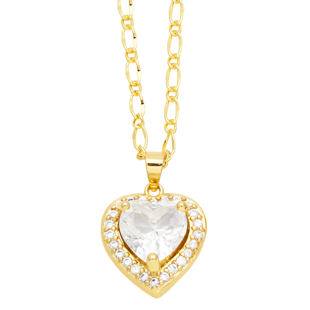 Elegant Lady Simple Style Heart Shape Stainless Steel Copper 18k Gold Plated Zircon Pendant Necklace In Bulk display picture 8