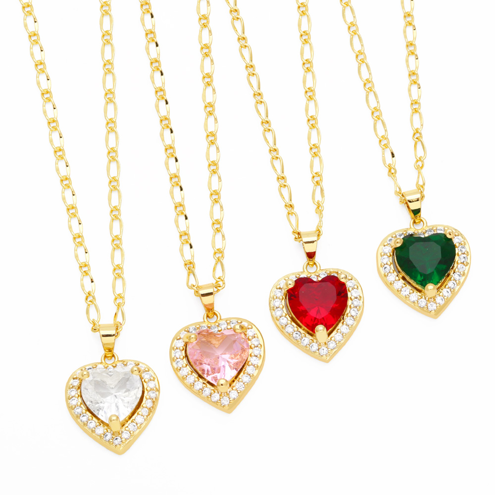 Elegant Lady Simple Style Heart Shape Stainless Steel Copper 18k Gold Plated Zircon Pendant Necklace In Bulk display picture 2