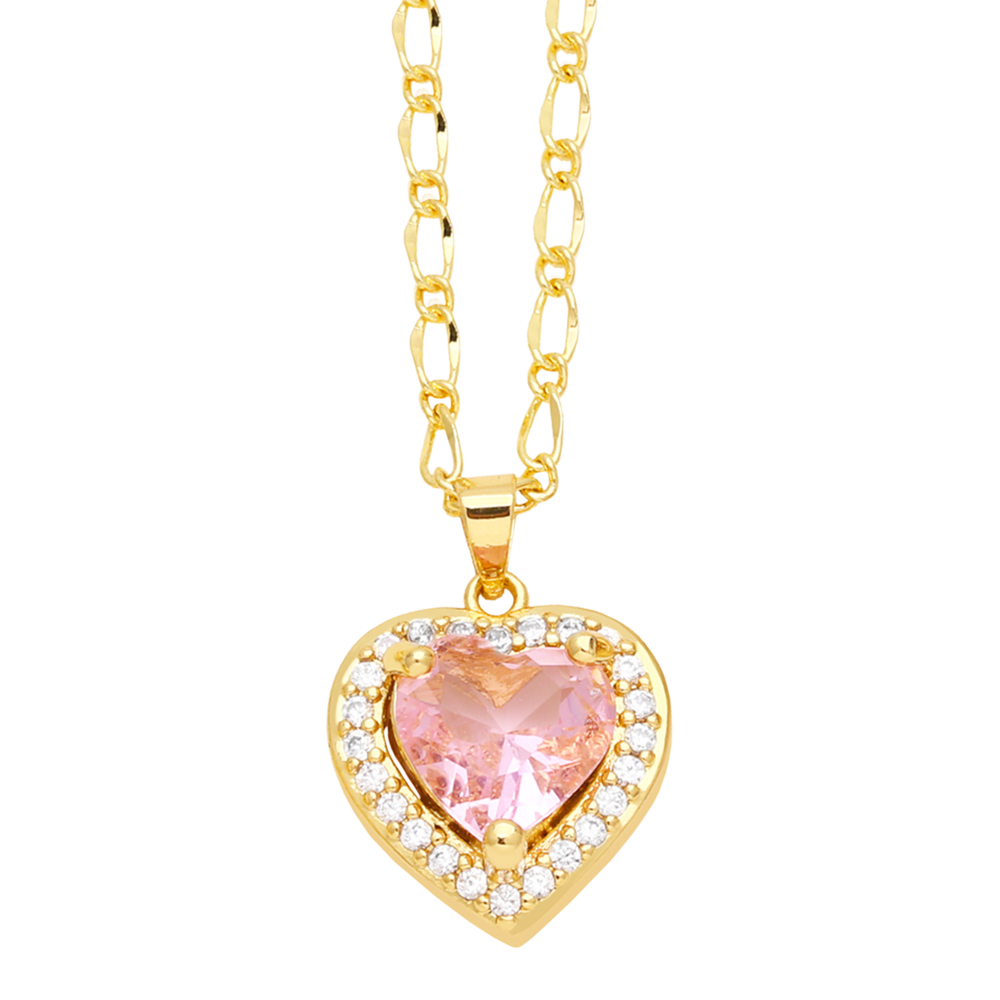 Elegant Lady Simple Style Heart Shape Stainless Steel Copper 18k Gold Plated Zircon Pendant Necklace In Bulk display picture 5