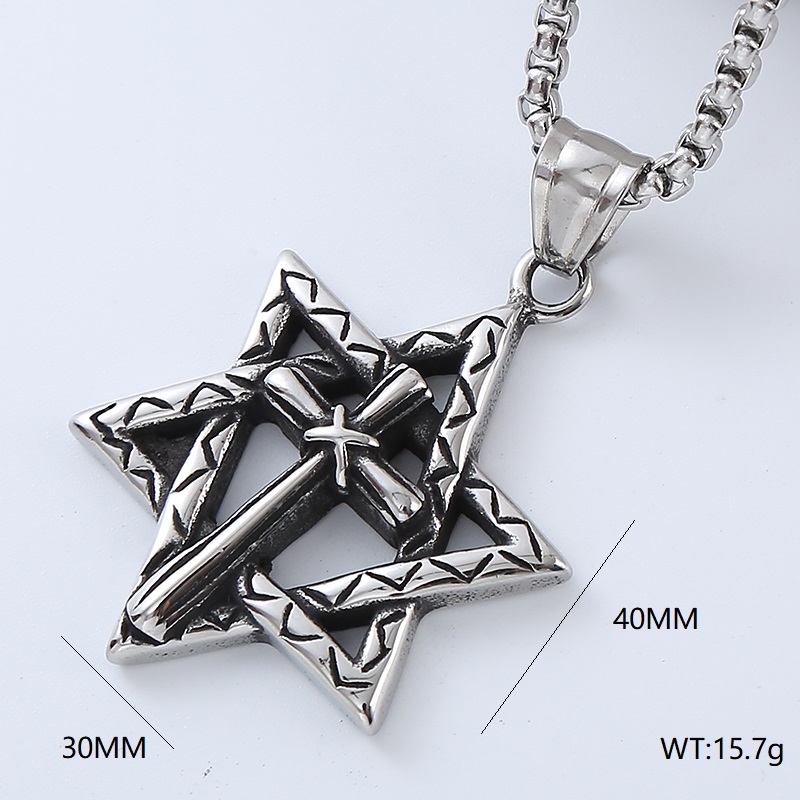 Punk Cool Style Star Stainless Steel Men's Necklace Pendant display picture 2