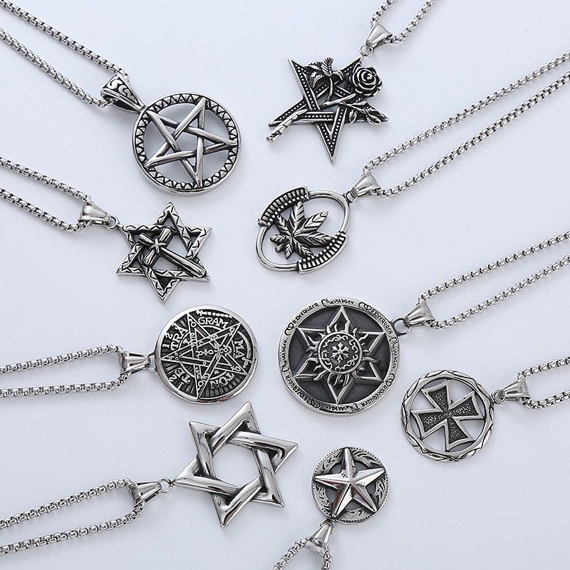 Punk Cool Style Star Stainless Steel Men's Necklace Pendant display picture 7