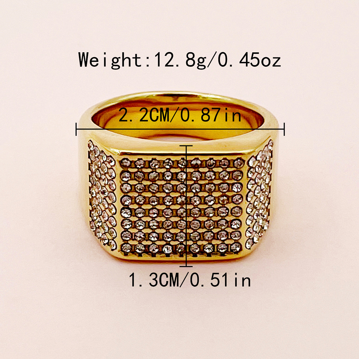Simple Style Roman Style Square 304 Stainless Steel Plating Inlay Zircon 14K Gold Plated Men'S Rings display picture 3