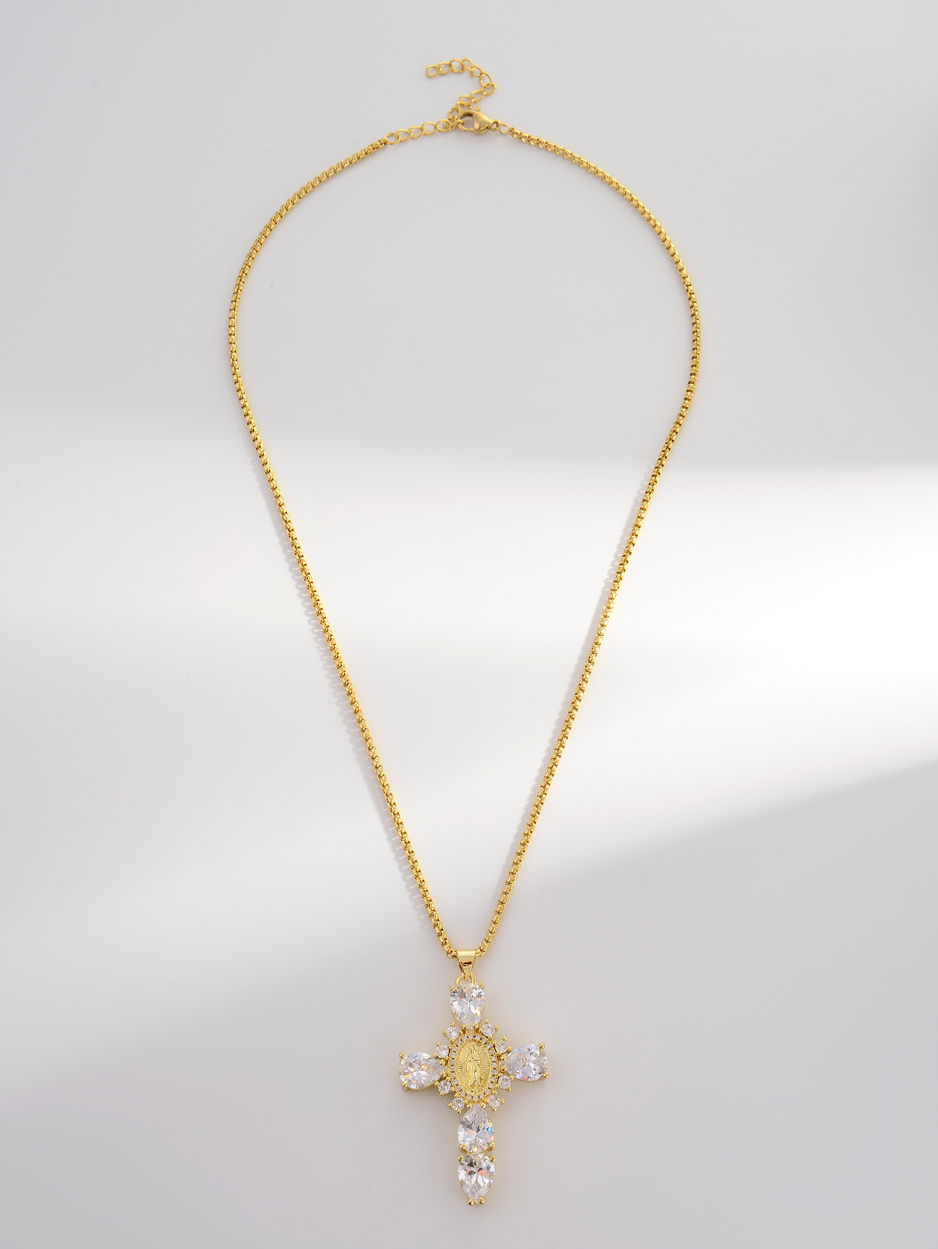 Punk Streetwear Cross Copper 18k Gold Plated Zircon Pendant Necklace In Bulk display picture 9