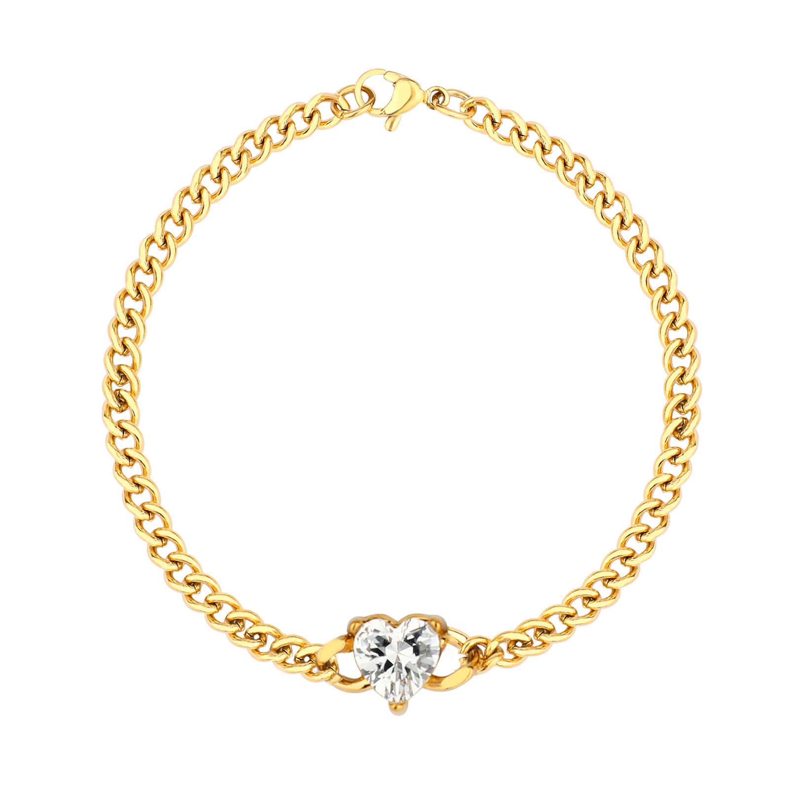 Cute Simple Style Square Oval Heart Shape Stainless Steel Gold Plated Zircon Bracelets In Bulk display picture 6