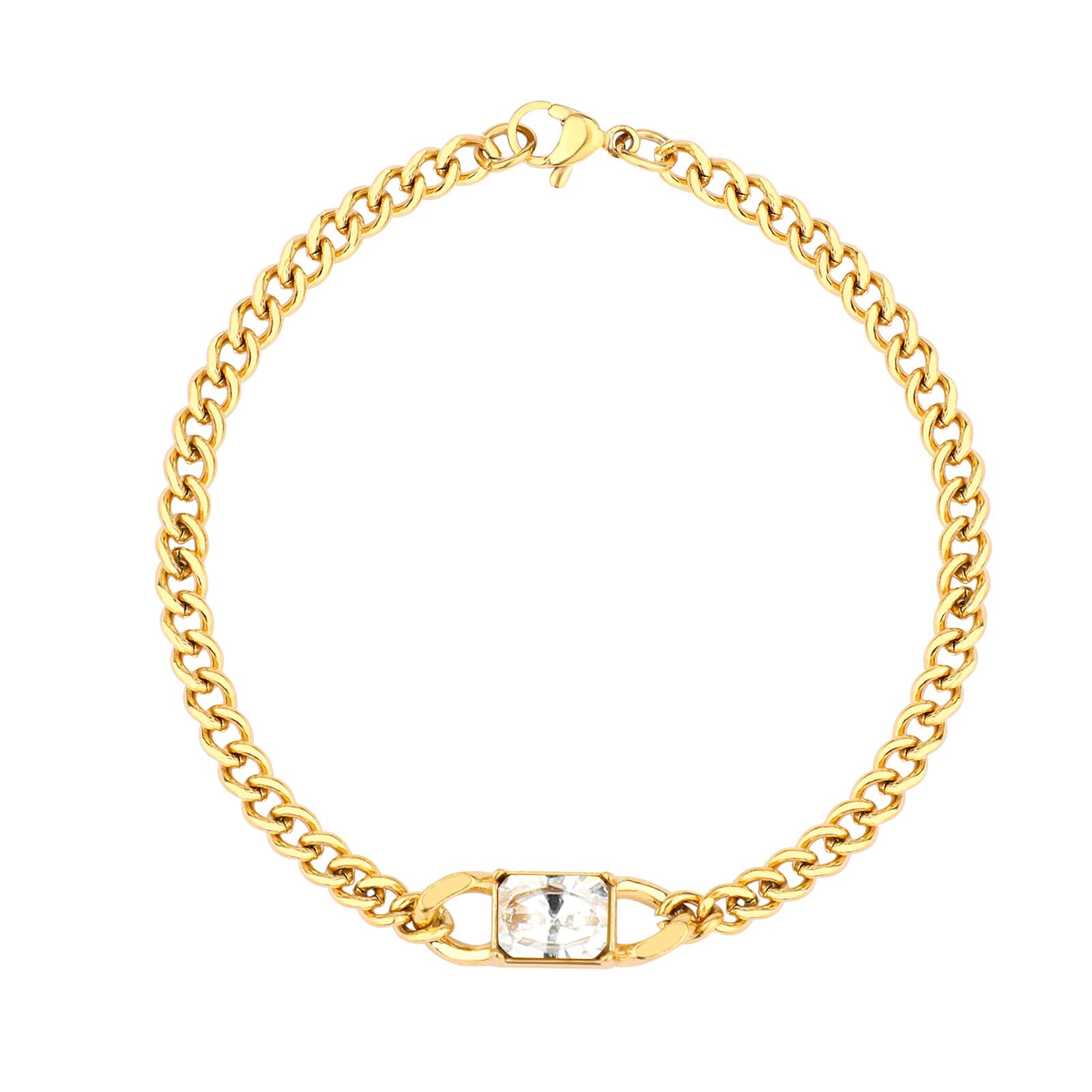 Cute Simple Style Square Oval Heart Shape Stainless Steel Gold Plated Zircon Bracelets In Bulk display picture 1